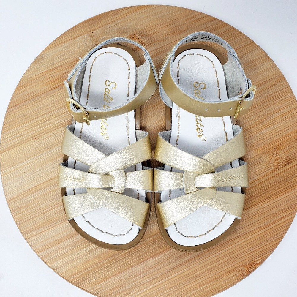 Salt Water Sandals by Hoy Girls Metallic Gold Strappy Sandals